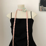 Load image into Gallery viewer, Vintage Handknit Rose Scarf Necklace Poly Narrow M5A324