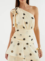 Load image into Gallery viewer, Polka Dot Off Shoulder Tiered Dress N6F032