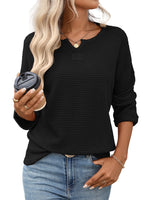 Load image into Gallery viewer, Striped Waffle Knit Top Women Casual T-Shirt N6A203