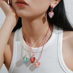 Load image into Gallery viewer, Enamel Drop Heart Necklace Glass Pendant Handmade S5P886