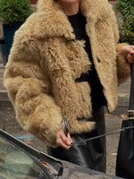 Load image into Gallery viewer, Khaki Faux Fur Notch Collar Jacket Women N5A748