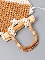 Load image into Gallery viewer, Color Block Wooden Bead Handwoven Tote Bag N6C308