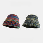 Load image into Gallery viewer, Acrylic Chunky Knit Bucket Hat Retro Color Block M5A310