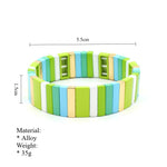 Load image into Gallery viewer, Rectangular Enamel Links Bangle Alloy Stackable S5P154