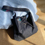 Load image into Gallery viewer, Women's Plaid Denim Tie-Closure Tote Bag N6J203