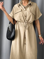 Load image into Gallery viewer, Casual Turn Down Collar Shift Dress Women N6F189