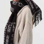 Load image into Gallery viewer, 25% Wool Blend Letter Jacquard Scarf Women S5P682