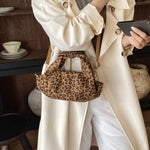 Load image into Gallery viewer, Women's Leopard Print Ruched Suede-Feel Bag N6J214