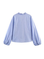 Load image into Gallery viewer, Ruffle Detail Poplin Crop Shirt Women N6C103