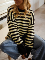Load image into Gallery viewer, Casual Color Block Stripe Knit Pullover Women N6G187