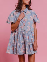 Load image into Gallery viewer, Printed Denim Shirt Dress Women N6D084
