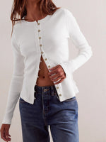 Load image into Gallery viewer, Ribbed Button Front Cardigan Women Long Sleeve N6A179