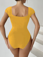 Load image into Gallery viewer, Solid Color Short Sleeve One-Piece Swimsuit Women N6C377