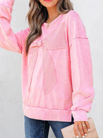 Load image into Gallery viewer, Washed Bow Detail Oversized Sweatshirt Women N6B055