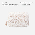 Load image into Gallery viewer, Faux Fur Leopard Makeup Bag Soft Plush Pouch S5P774