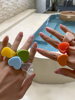 Load image into Gallery viewer, Candy Color Heart Resin Ring Vacation Style Women N6A217