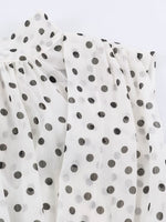 Load image into Gallery viewer, Chiffon Pleated Polka Dot Blouse Stand Collar N6F199