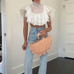 Load image into Gallery viewer, High Neck Lace Mesh Crop Top Women Sheer Layering N5A763