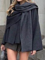 Load image into Gallery viewer, Asymmetrical Scarf Collar Short Coat Women N5A563