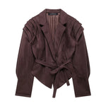 Load image into Gallery viewer, Waist Tie Suede Jacket Women Multiple Colors N5A569