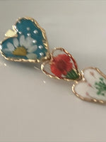 Load image into Gallery viewer, Enamel Vintage Flower Pearl Heart Hair Clip N6A181
