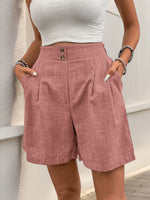 Load image into Gallery viewer, High Waist Straight Leg Button Shorts Women Casual N6F245