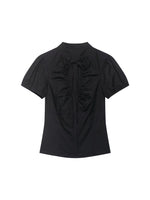 Load image into Gallery viewer, Polka Dot Tie Waist Short Sleeve Shirt Women N6E149