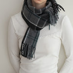 Load image into Gallery viewer, Gray Plaid Scarf Wool Blend 180cm Long Winter M5A319