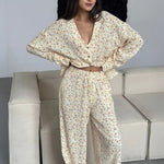Load image into Gallery viewer, Pure Cotton Printed Pajama Set Women Long Sleeve N5A794