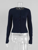 Load image into Gallery viewer, Slim Fit Viscose Long Sleeve Knit Cardigan Solid Basic Top N6G127