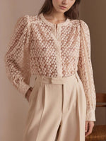 Load image into Gallery viewer, Elegant Floral Lace Blouse Women Round Neck N6C092