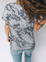 Load image into Gallery viewer, Camouflage Print Round Neck T Shirt Women N6B094
