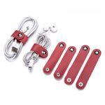 Load image into Gallery viewer, Leather Cable Organizer Pouch Set 4 Pack Cord Wrap N6G010