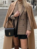 Load image into Gallery viewer, Plaid Double Breasted Blazer Women N5A751