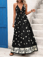 Load image into Gallery viewer, Halter Neck Maxi Dress with Floral Print Women N6B064