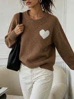 Load image into Gallery viewer, Heart Jacquard Round Neck Loose Pullover Sweater N6H286