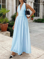 Load image into Gallery viewer, Tie-Waist V-Neck Flared Maxi Dress Women N6D120