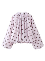 Load image into Gallery viewer, Simple Polka Dot Back Slit Blouse Women N6E145