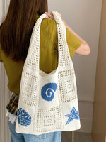Load image into Gallery viewer, Knit Beach Bag Women Octopus Starfish N6C052