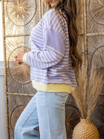 Load image into Gallery viewer, Color Block Trim Round Neck Sweatshirt Women N6B104