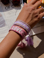 Load image into Gallery viewer, Adjustable Knit Bracelet Cherry Letter Leopard Fringe N6A200