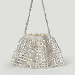 Load image into Gallery viewer, Handwoven Silver Gold Bead Large Hobo Shoulder Bag N6E021