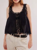 Load image into Gallery viewer, Lace Trim Camisole with Bow and Button Women N6C106