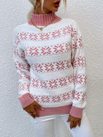 Load image into Gallery viewer, Snowflake Half High Collar Knit Sweater Women N6H260