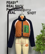 Load image into Gallery viewer, Color Block Fleece Short Jacket Plush Patchwork N5A724