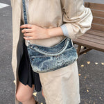 Load image into Gallery viewer, Women's Washed Gradient Denim Dumpling Shoulder Bag N6J202
