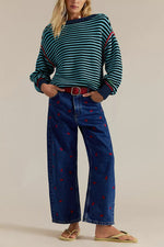 Load image into Gallery viewer, Stripe Round Neck Sweater Women Loose Casual Knit N5A890