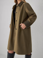 Load image into Gallery viewer, Elegant Contrast Trim Notch Lapel Medium Coat Women N6H041