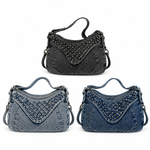 Load image into Gallery viewer, Women's Washed Denim Studded Bag N6J212