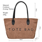 Load image into Gallery viewer, Large Capacity Corduroy Tote Bag Women S5P717